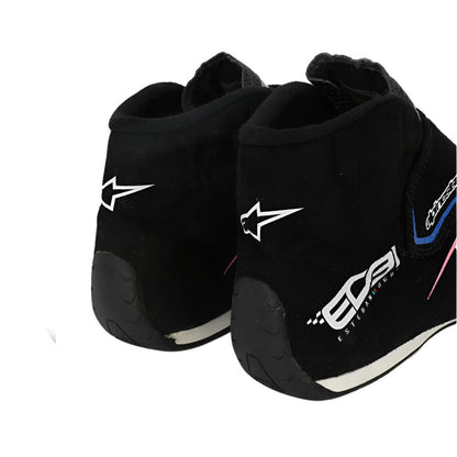 Black high-top  Esteban Ocon 2023 Miami GP F1 racing shoes with brand logo on a white background