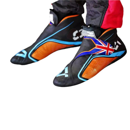 Lando Norris 2022 F1 racing Shoe with Union Jack design on a white background