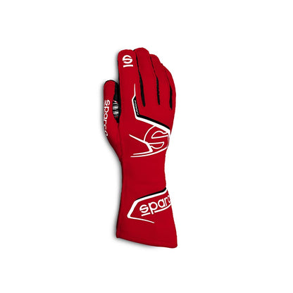 Sparco Arrow-K Red kart racing glove with white branding on a white background