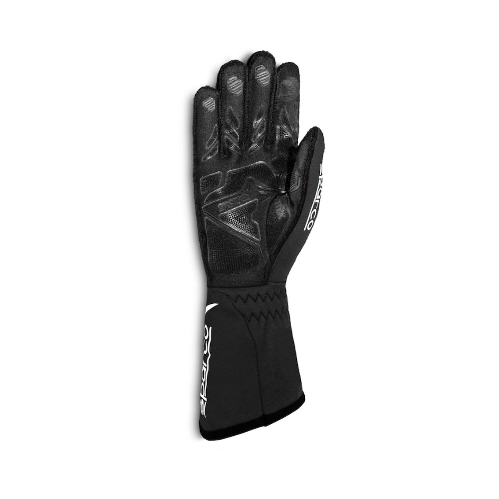 Sparco TIDEK kart Black racing glove with brand logo on a white background