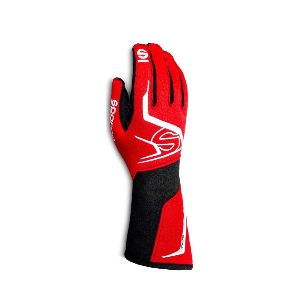 Sparco TIDEK kart Red and black racing glove with branding on a white background