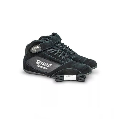 Black high-top Speed Milan KS-2 Racing shoes with 'Speed' branding on a white background