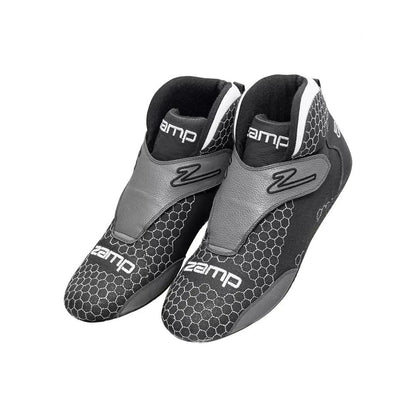 Pair of black and gray Zamp ZR-60 Kart Racing shoes on a white background
